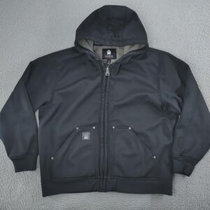 Alaskan Hardgear Jacket Mens XL Black Sherpa Lined Hooded Softshell Workwear